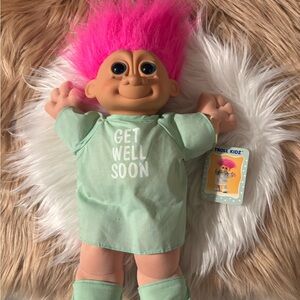 Vintage Russ Berrie Get Well Soon Troll with Pink Hair.